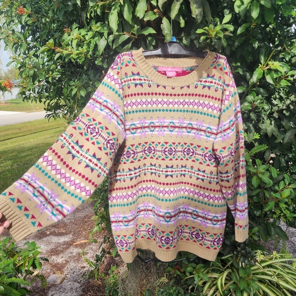 Woman Within Fair Isle Knit Sweater - Picture 2 of 12